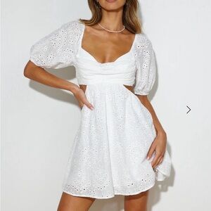 Hello Molly White Eyelet Mini Dress